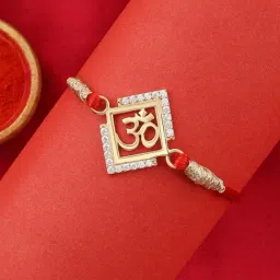 ornate jewels 925 Silver American Diamond Divine Om Thread Rakhi for Brother with Roli Chawal-picture-15