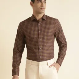 ANDAMEN Brown Slim Fit Check Shirt-picture-48