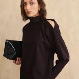 RAREISM Rust Cotton Blend Solid Long Sleeves Top image 4