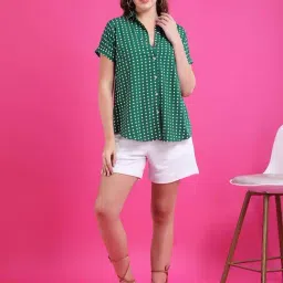 Qurvii Green Regular Fit Printed Shirt image 3