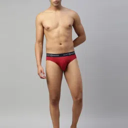 Dixcy Scott Maximus Navy & Barbados Cherry Cotton Regular Fit Briefs - Pack Of 2 image 5