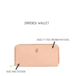 Baggit Pink Solid Zip Around Wallet for Women image 5