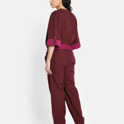 Fabindia Maroon V Neck Jumpsuit image 2
