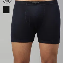 Dixcy Scott Maximus Black & Navy Cotton Regular Fit Trunks - Pack Of 2 image 1