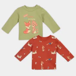 Miniklub Boys Olive & Rust Cotton Printed T-Shirt - Pack of 2 image 3