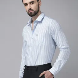 The Bear House Blue Cotton Slim Fit Striped Formal Shirt image 1
