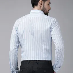 The Bear House Blue Cotton Slim Fit Striped Formal Shirt image 2