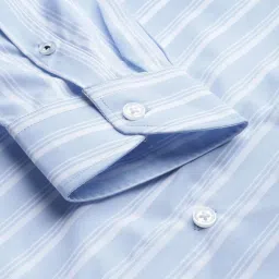 The Bear House Blue Cotton Slim Fit Striped Formal Shirt image 5