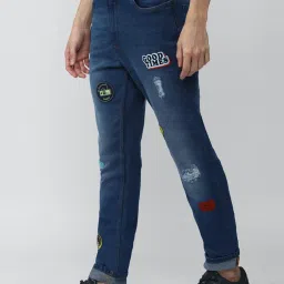 Forever 21 Navy Mid Waist Straight Fit Regular Length Jeans image 3