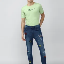 Forever 21 Navy Mid Waist Straight Fit Regular Length Jeans image 5