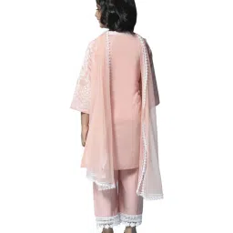 Biba Girls Pink Embroidered Kurta Set image 2