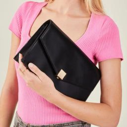 Accessorize London Black PU Envelope Clutch-picture-31