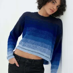 American Eagle Outfitters Blue Striped Sweaters image 1