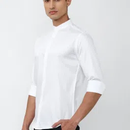 V Dot White Cotton Slim Fit Shirt image 3