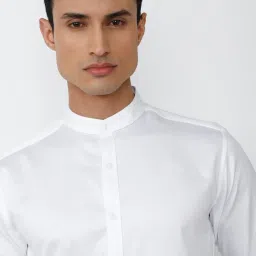 V Dot White Cotton Slim Fit Shirt image 4