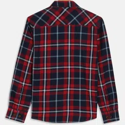 Octave Kids Maroon & Blue Cotton Chequered Full Sleeves Shirt image 2