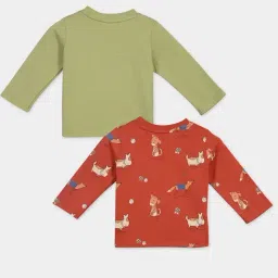 Miniklub Boys Olive & Rust Cotton Printed T-Shirt - Pack of 2 image 4