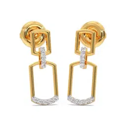 Candere by Kalyan Jewellers Peacock Collection 18k Yellow Gold Diamond Drop Earrings for Women-picture-16