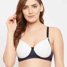 Clovia White & Blue Polka Dots T-Shirt Bra-picture-26