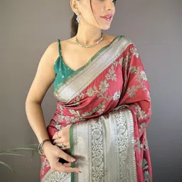 Mameraa Ethnic Motifs Zari Pure Silk Handloom Kanjeevaram Saree image 2