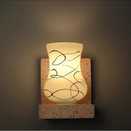 1ST TIME Black & White Printed Wood Contemporary Abstract Shaped Shaped Wall Lamp image 3