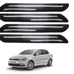 SCA Rubber Car Side Bumper Protector Guard with Double Chrome Strip for Volkswagen Ameo All Model Black (Set of 4)-picture-38