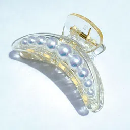 badodiya's Women Set of 2 T-shape And Half Moon Pearls Claw Clip image 5