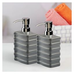Kookee Ceramic Soap Dispenser liquid handwash pump for Bathroom, Set of 2, Grey (10978)-350ml-picture-35