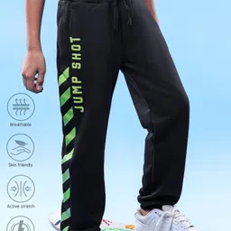 Pine Active Knit Full Length Super Stretch Cut & Sew Joggers with Text Puff Print - Black-picture-25