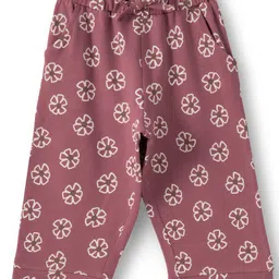 JusCubs Cotton Knit Floral Printed Pajamas - Mauve-image-80