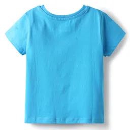 kookie kids india Kookie Kids Half Sleeves T-Shirt With Floral & Text Print - Blue image 2