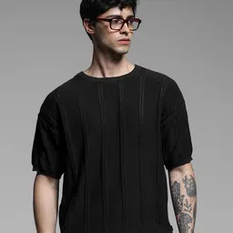 Jack & Jones Men Striped Round Neck Cotton Oversized T-shirt-picture-52