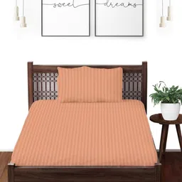Enchant Home Platinum Orange Printed Cotton 250 TC Single Bedsheet Set2.28m x 1.52m-picture-12