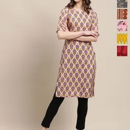 7Threads Selection Of 6 Floral Printed Round Neck Straight Kurta-picture-12