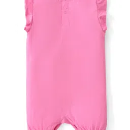 Babyhug Disney Single Jersey Knit Frill Sleeves Rompers with Disney Princess Print Pack of 2 - Navy Blue & Pink image 3