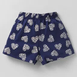 CUCUMBER Sinker Knit Above Knee Length Shorts With Floral & Hearts Print Pack Of 3 - Light Blue Purple & Navy Blue image 3