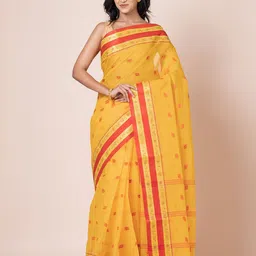 PUKU Women Ethnic Motifs Woven Design Pure Cotton Taant Saree-picture-15