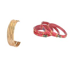 1ST TIME Set Of 8 Gold-Toned Alloy Artificial Stones & Beads Antique Bangles-picture-47