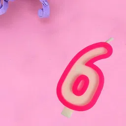 Funcart Pink and White Numerical 6 Style Candle - pack of 1 image 4