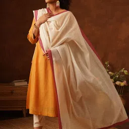 JAYPORE Polka Dots Printed Cotton Silk Dupatta-picture-15