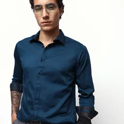 Dennis Lingo Spread Collar Regular Sleeves Contrast Cuffs Regular Fit Formal Shirt-image-9