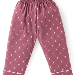 Teddy Sinker Knit Half Sleeves Night Suit with Trophy Print - Rose Gold image 5