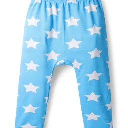 Babyhug Cotton Knit Full Length Diaper Leggings With Stripe & Star Print Pack Of 3 - Yellow Red & Light Blue image 4