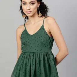 STREET 9 Green Embellished Chiffon Peplum Top image 1