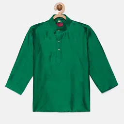 THANGAMAGAN Boys Green Art Silk Kurta-image-64