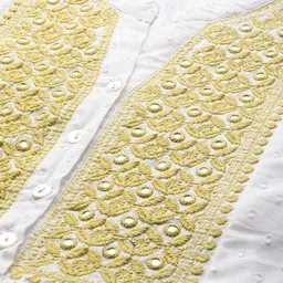 Indo Era Navy Embellished Embroidered Mandarin Collar Cotton Longline Fusion Top image 2