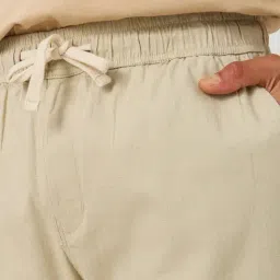 Styli Beige Cotton Relaxed Fit Joggers image 4