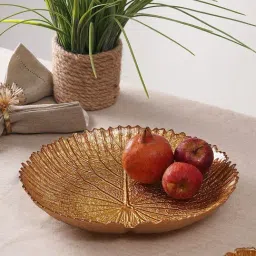 Pure Home and Living Gold Glass Lotus Leaf Decorative Large Bowl-image-29