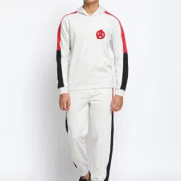 Lil Tomatoes Kids Grey Textured Full Sleeves Sweatshirt with Trackpants image 1