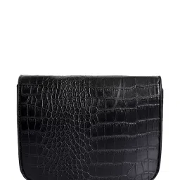 Lino Perros Black Textured Flap Sling Bag image 3